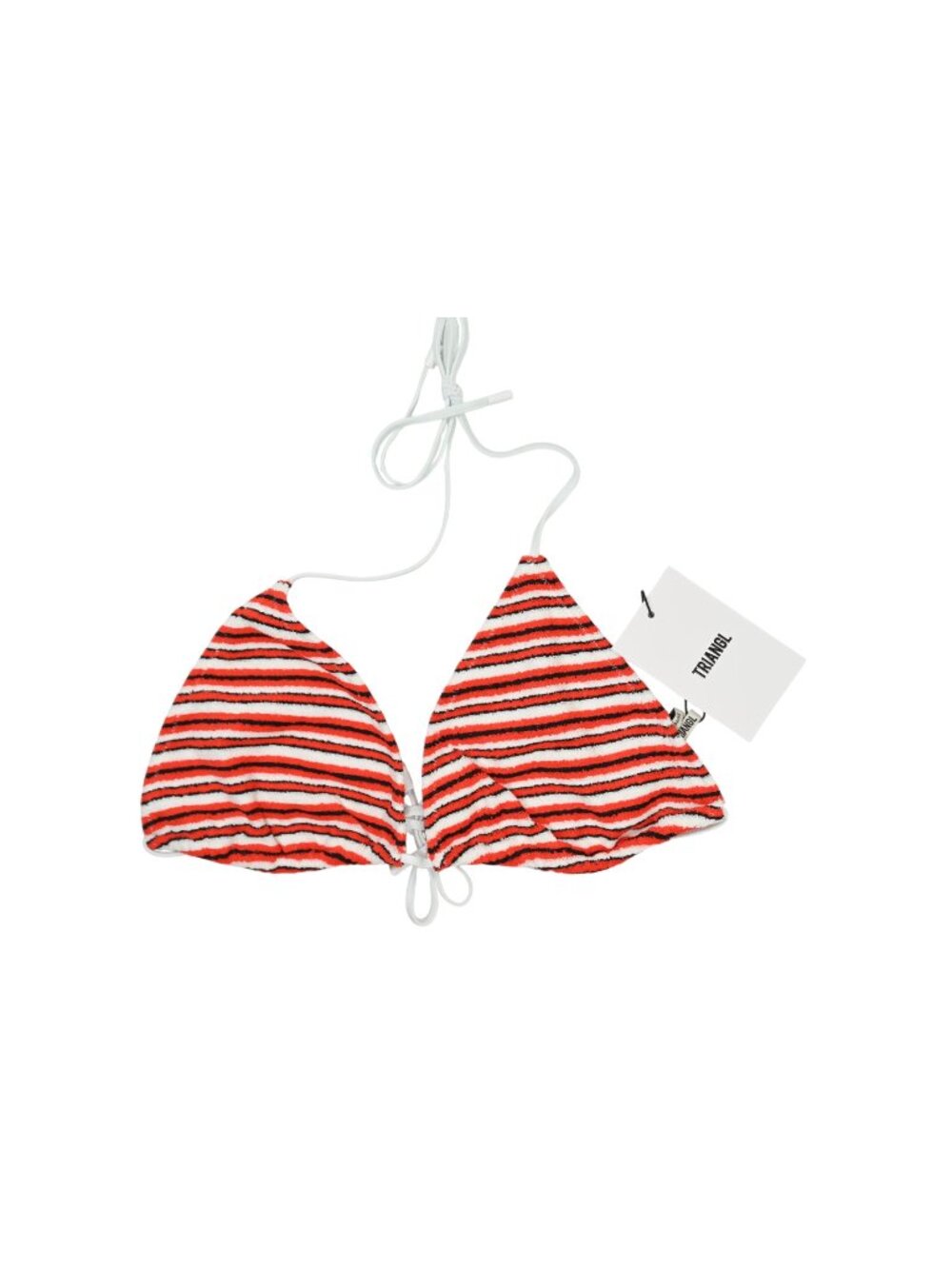 Triangl Swimwear Vinca Sert Terry Towelling Bikini Top in Red White Stripe